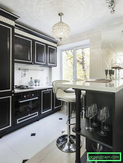 Black kitchen in Art Deco style
