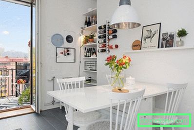 Corner kitchen area of ​​14 square meters. meters in Scandinavian style