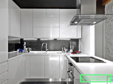 White glossy cuisine: pros and cons, choice of material, layout, style (80 + photos)