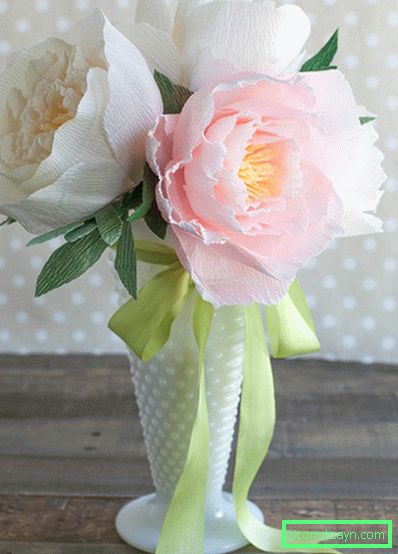 Peonies made from corrugated paper