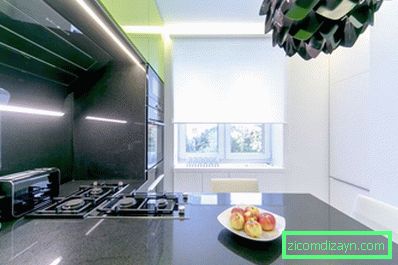 Home appliances mini-format in the interior of the kitchen 8 sq. M. meters