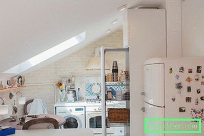 Kitchen interior with washing machine