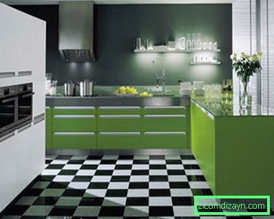 remarkable-home-decor-ideas-warm-kitchen-with-awesome-black-granite-top-for-modern-green-l-shape-wooden-base-cabinet-and-marvelous-white-black-ceramic-floor-in-the-best-color-decoration-as-well-as-mod